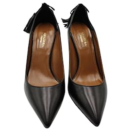Aquazzura-Aquazzura para siempre Marilyn 85 Zapatos de salón en cuero negro-Negro