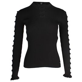 Chanel-Strickpullover mit Schleife am Ärmel aus schwarzer Wolle Schwarz