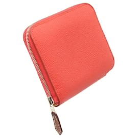 Hermès-Hermès Epsom Azap Compact Wallet in Orange Leather-Orange,Coral