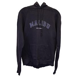 Saint Laurent – Kapuzenpullover „Malibu“ aus schwarzer Baumwolle mit Logo Schwarz