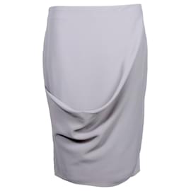 Emporio Armani-Emporio Armani Draped Pencil Skirt in Gray Polyester-Grey