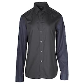 Givenchy-Camicia elegante con maniche Colorblock Givenchy in cotone nero e blu navy-Nero