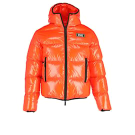 Dsquared2-Dsquared2 High-Shine Padded Jacket in Orange Polyamide-Orange