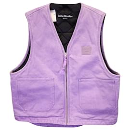 Acne-Acne Studios Ohady Face Logo Padded Vest in Purple Cotton-Purple