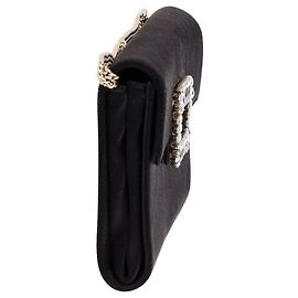 Roger Vivier Pochette sexy à boucle choc en satin noir Noir