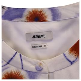 Jason Wu-Jason Wu bedrucktes Hemdblusenkleid mit Taschentuchsaum aus mehrfarbiger Seide-Mehrfarben
