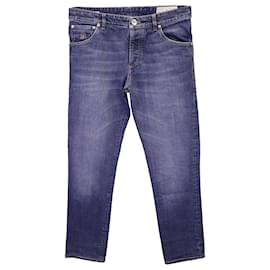 Brunello Cucinelli-Brunello Cucinelli Jeans Dark Wash em Algodão Azul-Azul