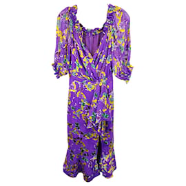 Autre Marque-Saloni Olivia Wrap-Effect Midi Dress in Purple Silk-Other