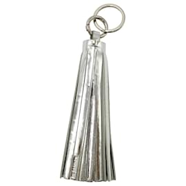 Jil Sander-Jil Sander Tassel Keychain in Silver Leather-Metallic