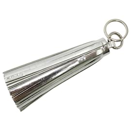 Jil Sander-Jil Sander Tassel Keychain in Silver Leather-Metallic