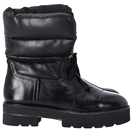 Stuart Weitzman-Stuart Weitzman Tyler Quilted Ankle Boots in Black Leather-Black