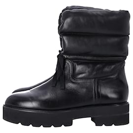 Stuart Weitzman-Stuart Weitzman Tyler Quilted Ankle Boots in Black Leather-Black