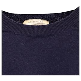 Nina Ricci-Nina Ricci Knit Cutout Sweater in Navy Blue Cashmere-Blue,Navy blue