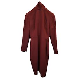 Autre Marque-Alex Perry Mock Neck Dress in Burgundy Triacetate-Red,Dark red