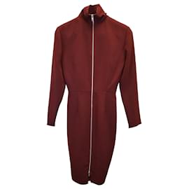 Autre Marque-Alex Perry Mock Neck Dress in Burgundy Triacetate-Red,Dark red