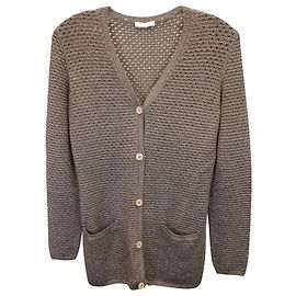 Chloé Cardigan metálico abotoado em viscose dourada Dourado Metálico