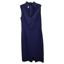 Akris-Akris Sleeveless V-Neck Dress in Blue Viscose-Blue