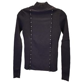 Pull clouté à col roulé Red Valentino en viscose noire Noir