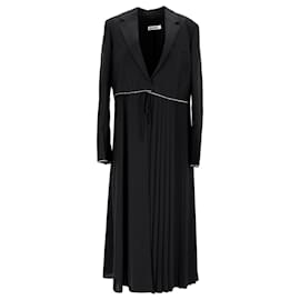 Jil Sander-Jil Sander Pleated Tie-Waist Coat in Black Wool-Black
