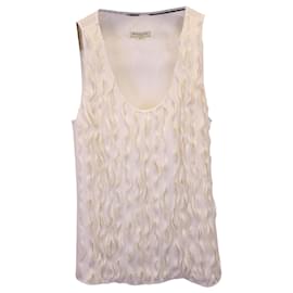 Burberry-Burberry Sleeveless Ruched Top in Ivory Silk-White,Cream