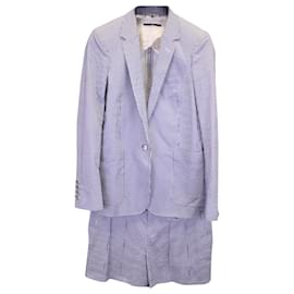Gucci-Gucci Seersucker Pinstripe Blazer and Shorts in Light Blue Cotton-Blue,Light blue