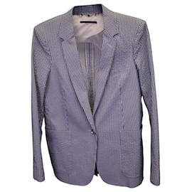 Gucci-Gucci Seersucker Pinstripe Blazer and Shorts in Light Blue Cotton-Blue,Light blue