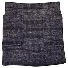 Burberry-Mini-jupe Burberry Brit avec poches en laine grise-Gris