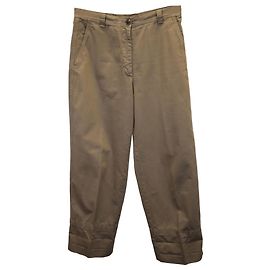 Pantalones rectos de algodón beige de Dries Van Noten Beige