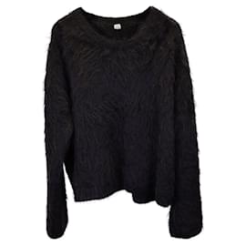 Totême-Totême Boxy Sweater in Black Alpaca-Black