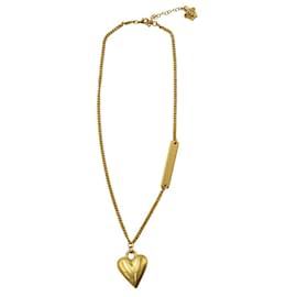 Versace-Colar Versace Coração em Metal Dourado-Dourado,Metálico