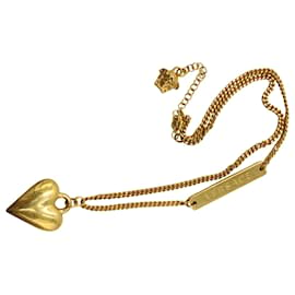 Versace-Colar Versace Coração em Metal Dourado-Dourado,Metálico
