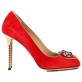 Charlotte Olympia Aries Cosima Pumps in Red Suede Red