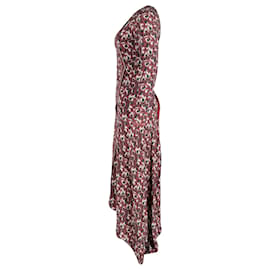 Vilshenko-Bedrucktes asymmetrisches Kleid von Vilshenko aus burgunderfarbener Seide.-Bordeaux