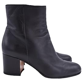Gianvito Rossi-Gianvito Rossi Black leather chunky heeled booties with side zip 35.5-Black