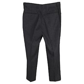 Yves Saint Laurent-Yves Saint Laurent Flannel Trousers in Grey Wool-Grey