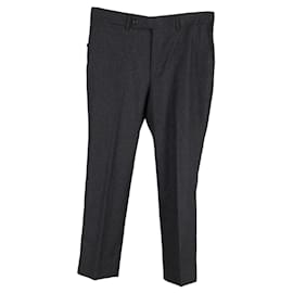 Yves Saint Laurent-Pantalones de franela Yves Saint Laurent de lana gris-Gris