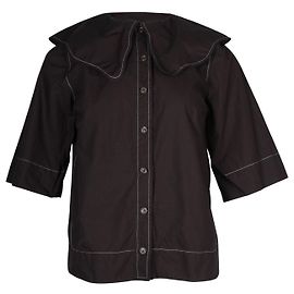 Blusa con botones y cuello Bubi de Ganni en algodón negro Negro