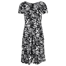 Prada-Prada Printed Short Sleeve Dress in Black Cotton-Black