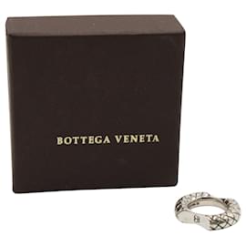 Bottega Veneta-Anel de banda com corte forrado Bottega Veneta Intrecciato em metal prateado-Prata,Metálico