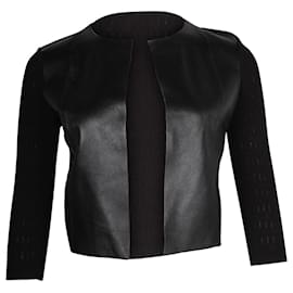 Max & Co-MAX & CO. Cropped Jacket in Black Viscose and Leather-Black