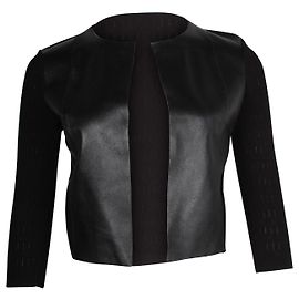 MAX & CO. Cropped Jacket in Black Viscose and Leather Black