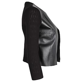 Max & Co-MAX & CO. Veste courte en viscose et cuir noirs-Noir