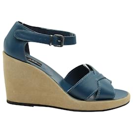 Autre Marque-A.P.C Wedge Sandals in Blue Cowhide Leather -Blue
