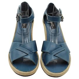 Autre Marque-A.P.C Wedge Sandals in Blue Cowhide Leather-Blue