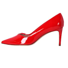 Stuart Weitzman-Zapatos de tacón con punta en punta de Stuart Weitzman en charol rojo-Roja
