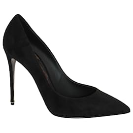 Dolce & Gabbana-Zapatos de tacón Dolce & Gabbana con punta en ante negro-Negro