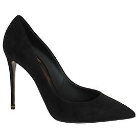 Décolleté a punta Dolce & Gabbana in pelle scamosciata nera Nero