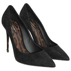 Dolce & Gabbana-Dolce & Gabbana Sapatos de bico fino em camurça preta-Preto