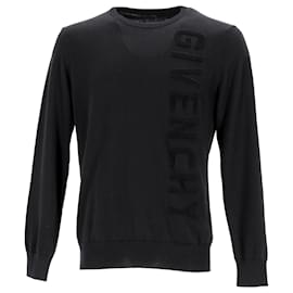Givenchy-Givenchy Pull à Logo Vertical Ton Sur Ton En Coton Noir-Noir