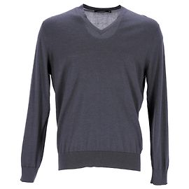 Jersey Ermenegildo Zegna con cuello en V de cachemir gris Negro